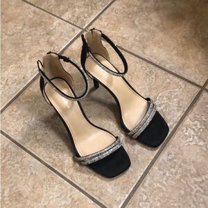 Elegant Black Women's Heels with Rhinestone Accents